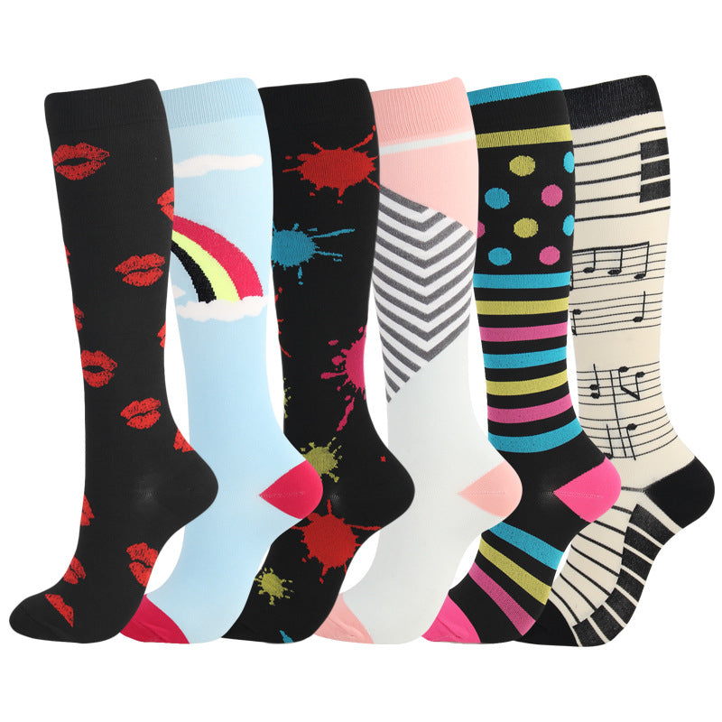 6 Pairs Knee-High Compression Socks 20-30mmhg Sports Stockings