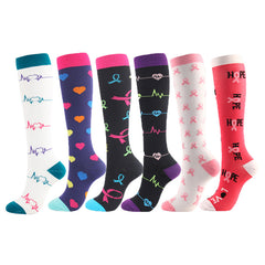6 Pairs Knee-High Compression Socks 20-30mmhg Sports Stockings