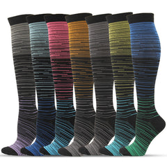 7 Pairs Knee-High Compression Socks 20-30mmhg Sports Stockings