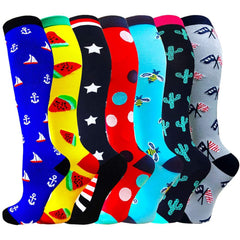7 Pairs Knee-High Compression Socks 20-30mmhg Sports Color Stockings