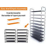 Space-Saving 10-Tier Shoe Rack Shoes Organizer Shelves Storage Closet