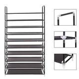 Space-Saving 10-Tier Shoe Rack Shoes Organizer Shelves Storage Closet