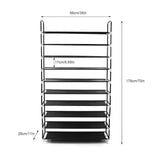 Space-Saving 10-Tier Shoe Rack Shoes Organizer Shelves Storage Closet