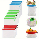 Mesh Bags Vegetable Fruit Storage Pouches Reusable 12pcs Produce Bags