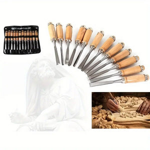 12pcs Wood Carving Chisel Set Professional Woodworking Tools Sharp Carving Knife Kit