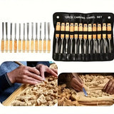 12pcs Wood Carving Chisel Set Professional Woodworking Tools Sharp Carving Knife Kit