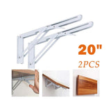 20" Folding Wall Shelf Bracket Heavy-Duty Space-Saving Shelf Support Hinges 2Pcs