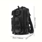 25L Black Oxford Fabric Backpack Daypack Travel Gear Outdoor Adventure