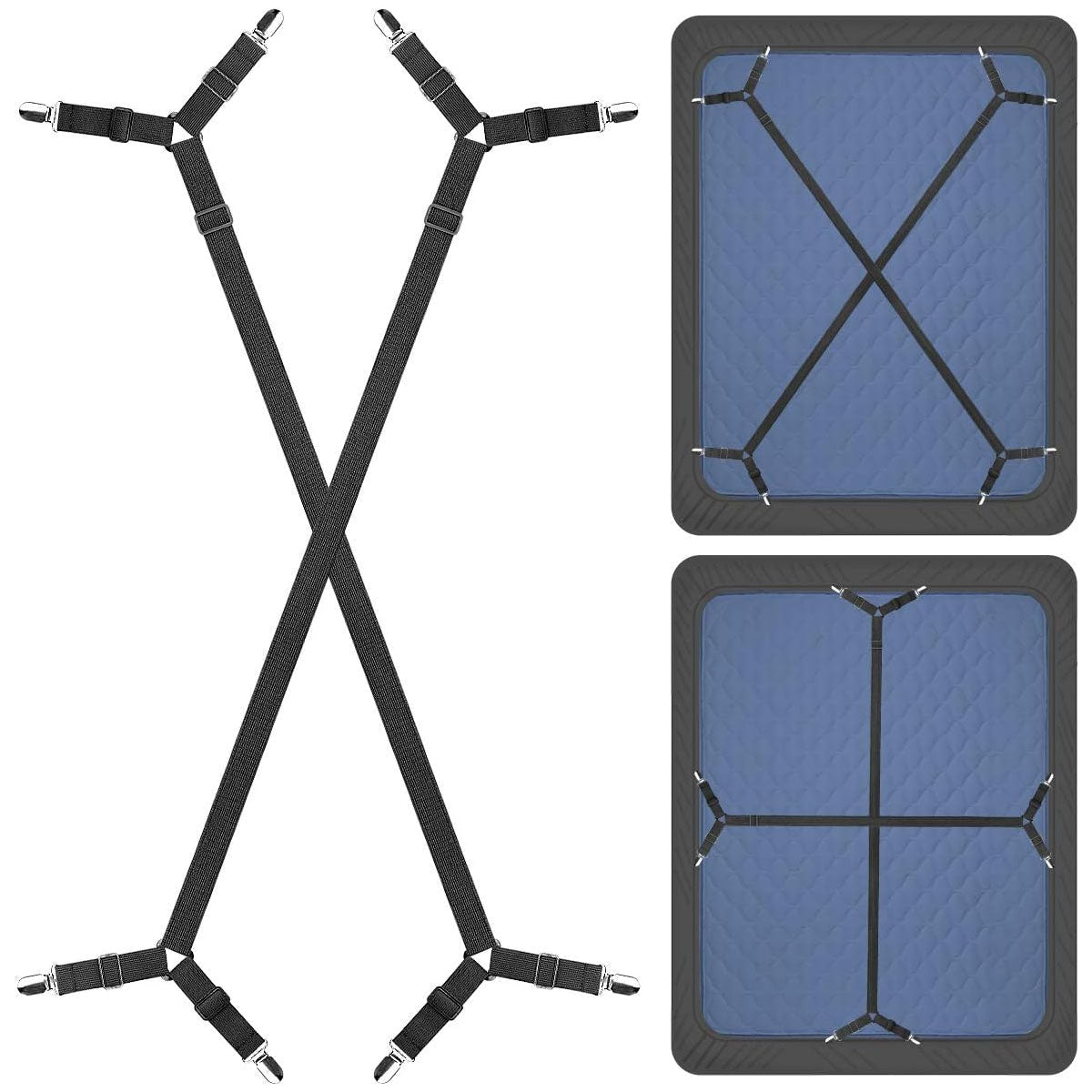 2pcs Bed Sheet Fasteners Suspenders Adjustable Mattress Crisscross Holder Straps