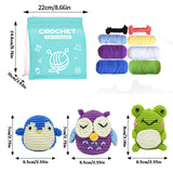 3-Pattern Beginner Crochet Kit DIY Animal Knitting Penguin Frog Owl Ideal Gift