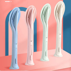Wheat Straw Cutlery Reusable Utensils 3 in 1 Spoon Fork Knife Tableware