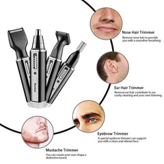 4-in-1 Rechargeable Trimmer for Nose, Beard, Ear, Eyebrow Hair/ Men Grooming Kit