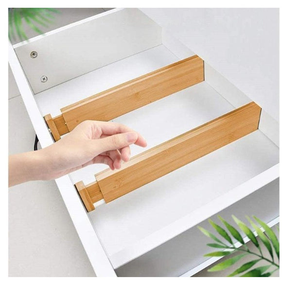 Adjustable Bamboo Drawer Separators Divider Set of 4 Expandable Drawer Organizers