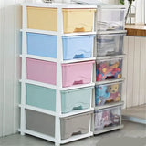 Plastic Storage Organizer Cabinet 5pcs Stackable Drawer Unit Durable Home Office