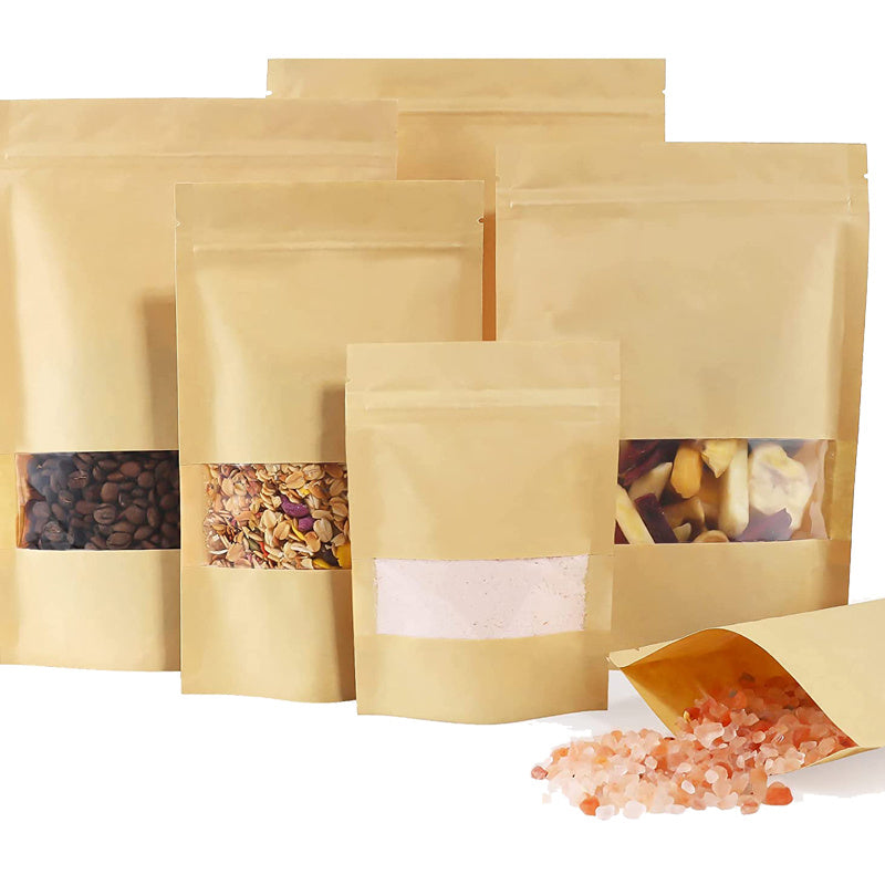 50PCs Resealable Kraft Paper Zip Lock Bags