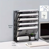 6 Trays Desktop File Document Metal Organizer Tray Holder Office Desk Storage Shelf