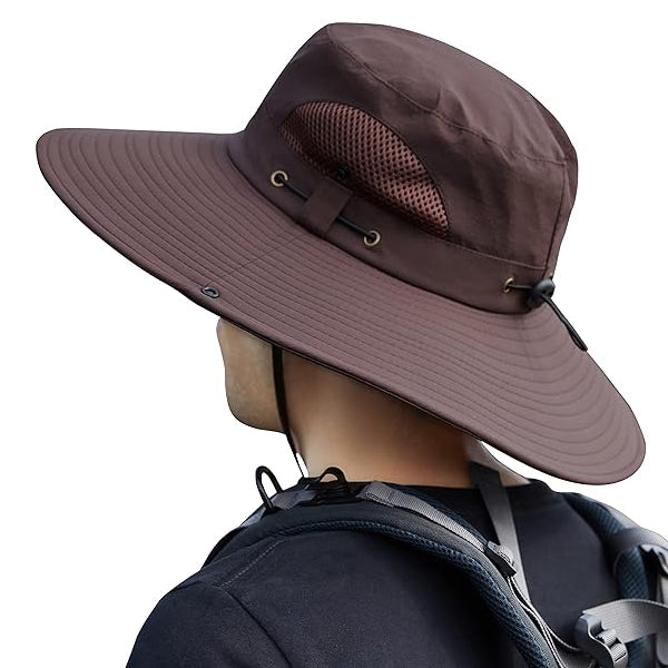 Wide Brim Bucket Hat Men's Fishing Hat Sun Cowboy Cap UPF 50+ Waterproof