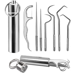 Portable Stainless Steel Toothpicks Pocket Set with Holder Dispenser