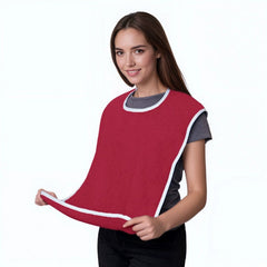 Adjustable Reusable Clothing Protector Bib with Crumb Catcher and Pocket