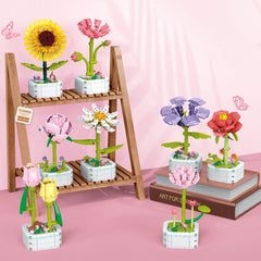 Flower Bouquet Building Blocks Set Kit DIY Unique Decoration Home Gifts