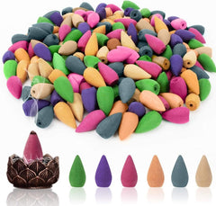 120pcs Natural Backflow Incense Cones Waterfall Sandalwood Rose Lavender Molly