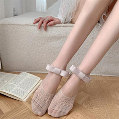 Boat Socks Lace Sock Ballet Style Socks Ultra Thin Socks Low Cut Socks Bow Lace