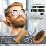 10PCs/Set Beard Care Kit for Men Beard Grooming Trimming Set Shampoo Wash Beard Oil Balm Brush Comb Scissors Bag Gifts for Him Dad Boyfriend