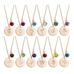 Birthstone Stone Birth Month Flower Necklace