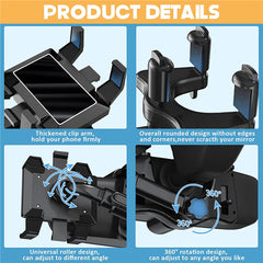 360° Retractable Phone Navigation Holder Universal Car Rearview Mirror Bracket