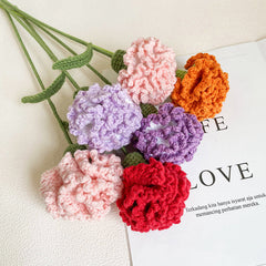 Knitted Carnation Flowers Crochet Flower Gift