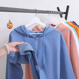 Casual Zip-Up Fleece Hoodies Long Sleeve Soft Hooded Sweatshirt Jackets Tops