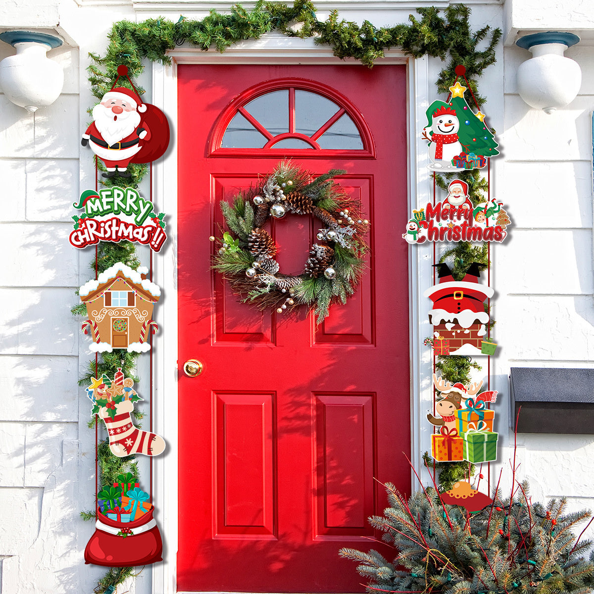 Merry Christmas Door Hanging Ornament Banner Xmas Santa Claus Decoration Home