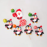 50pcs Christmas Lollipop Paper Card DIY Santa Snowman Penguin Candy Holder Party Supplies