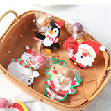 50pcs Christmas Lollipop Paper Card DIY Santa Snowman Penguin Candy Holder Party Supplies