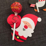 50pcs Christmas Lollipop Paper Card DIY Santa Snowman Penguin Candy Holder Party Supplies