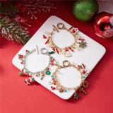 Festive Christmas Charm Bracelet Santa Snowman Tree Pendants Jewelry