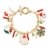 Festive Christmas Charm Bracelet Santa Snowman Tree Pendants Jewelry