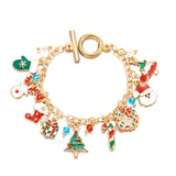 Festive Christmas Charm Bracelet Santa Snowman Tree Pendants Jewelry