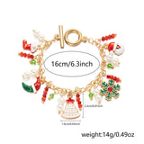 Festive Christmas Charm Bracelet Santa Snowman Tree Pendants Jewelry