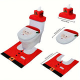 Christmas Santa Toilet Cover and Rug Bathroom Tissue Holder Set