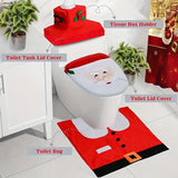 Christmas Santa Toilet Cover and Rug Bathroom Tissue Holder Set