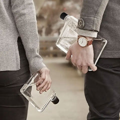 Clear Reusable Slim Flat Water Bottle 420ML