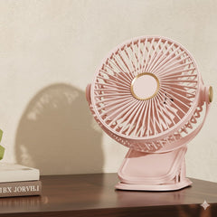 Clip on Portable Fan Rechargeable 720 ° Adjustable with LED Lights