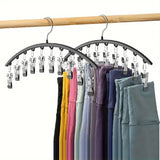 Clothes Hanging Rack Space-Saving Curved Hanger Closet Organizer With 10 Clips