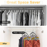 Clothes Hanging Rack Space-Saving Curved Hanger Closet Organizer With 10 Clips