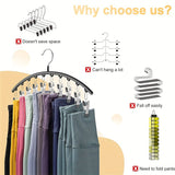 Clothes Hanging Rack Space-Saving Curved Hanger Closet Organizer With 10 Clips