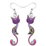 Colourful Cat Dangle Earrings