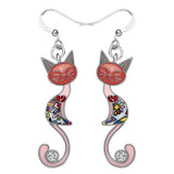 Colourful Cat Dangle Earrings