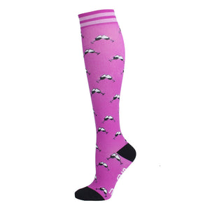 Knee-High Compression Socks Goblet Pattern Sports Nylon Stockings