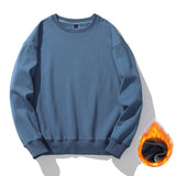 Casual Crewneck Fleece Thick Sweatshirts Long Sleeve Loose Fit Soft Pullover Tops